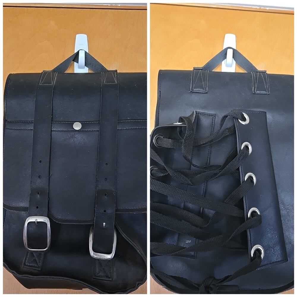 Vintage Willie and Max Black Leather Saddlebag Made In USA 16x11x6